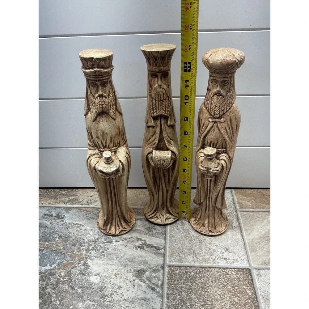 Vintage 1975 Denise Signed Ceramic Three Wise Men Nativity Set 12.5